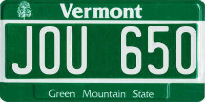 VT license plate JOU650