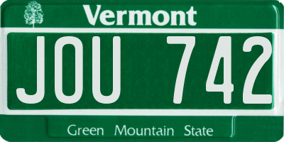 VT license plate JOU742