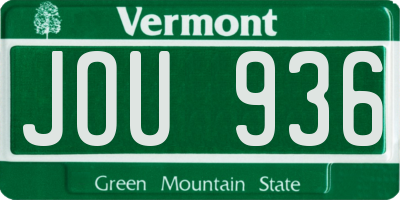 VT license plate JOU936