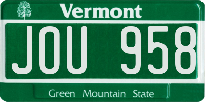 VT license plate JOU958