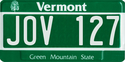 VT license plate JOV127