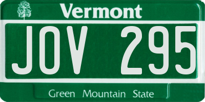 VT license plate JOV295