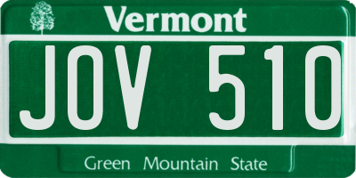 VT license plate JOV510