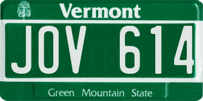 VT license plate JOV614