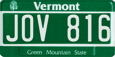 VT license plate JOV816