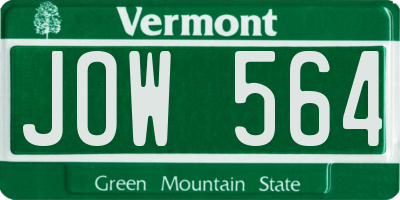 VT license plate JOW564