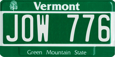 VT license plate JOW776