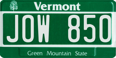 VT license plate JOW850