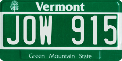 VT license plate JOW915
