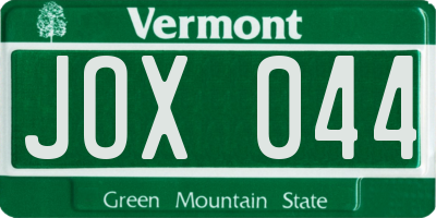 VT license plate JOX044