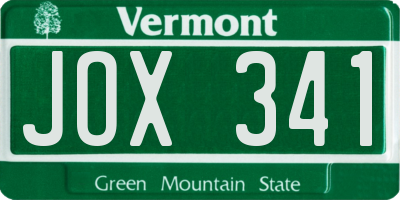 VT license plate JOX341