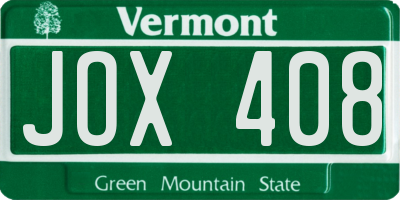 VT license plate JOX408