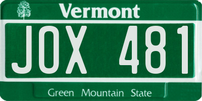 VT license plate JOX481