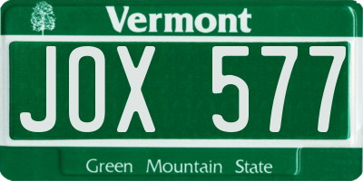 VT license plate JOX577