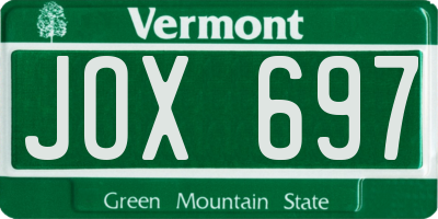 VT license plate JOX697