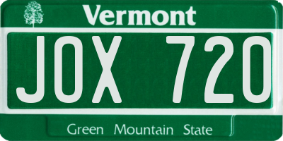 VT license plate JOX720