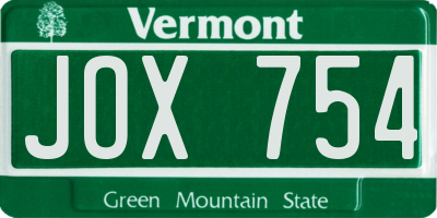 VT license plate JOX754
