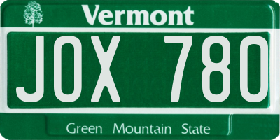 VT license plate JOX780