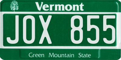 VT license plate JOX855