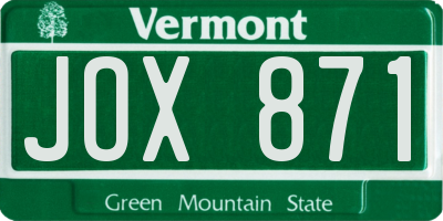VT license plate JOX871