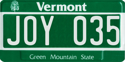 VT license plate JOY035