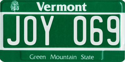VT license plate JOY069