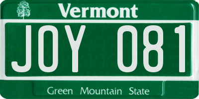 VT license plate JOY081