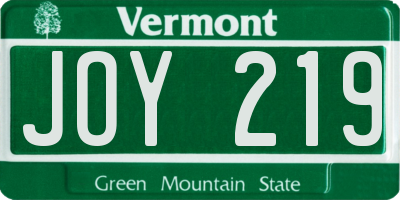 VT license plate JOY219