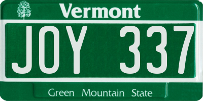 VT license plate JOY337