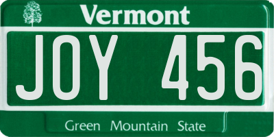 VT license plate JOY456