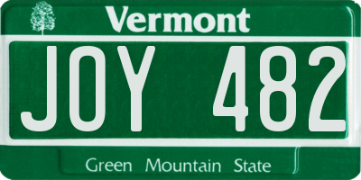 VT license plate JOY482