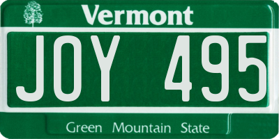 VT license plate JOY495