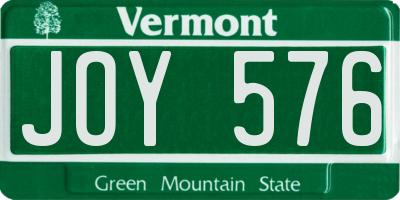 VT license plate JOY576