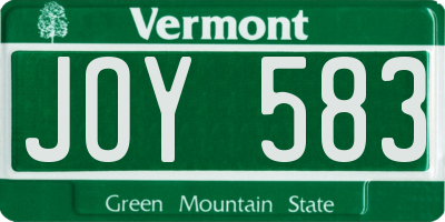 VT license plate JOY583