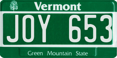 VT license plate JOY653