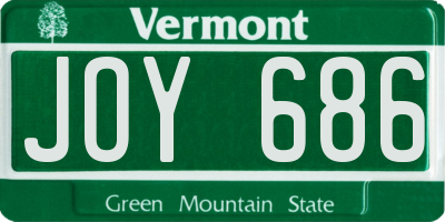VT license plate JOY686