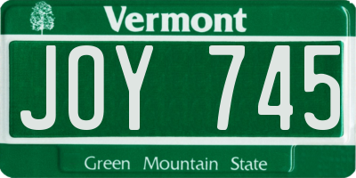 VT license plate JOY745