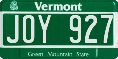 VT license plate JOY927