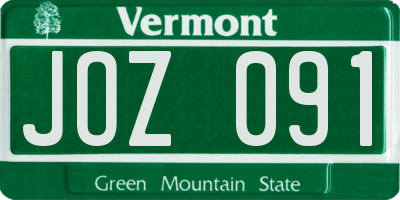 VT license plate JOZ091