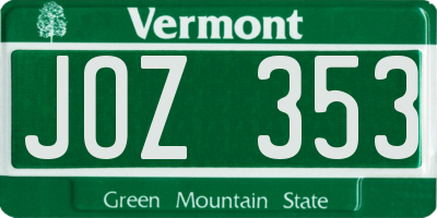 VT license plate JOZ353