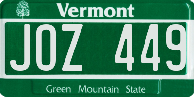 VT license plate JOZ449