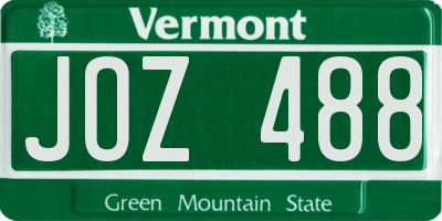 VT license plate JOZ488