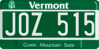 VT license plate JOZ515