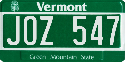 VT license plate JOZ547