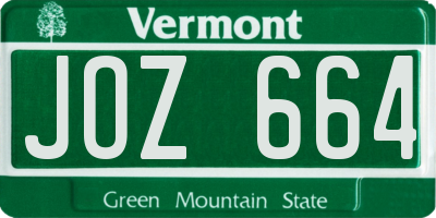 VT license plate JOZ664