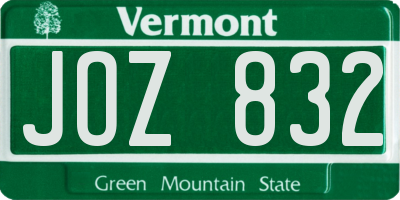 VT license plate JOZ832