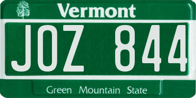 VT license plate JOZ844