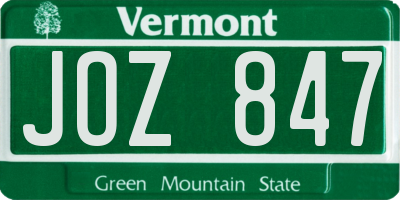 VT license plate JOZ847