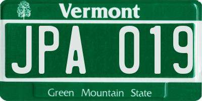 VT license plate JPA019
