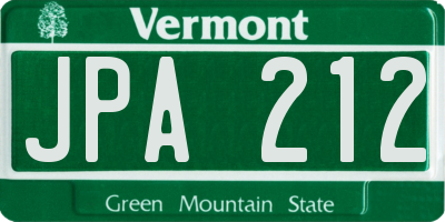 VT license plate JPA212